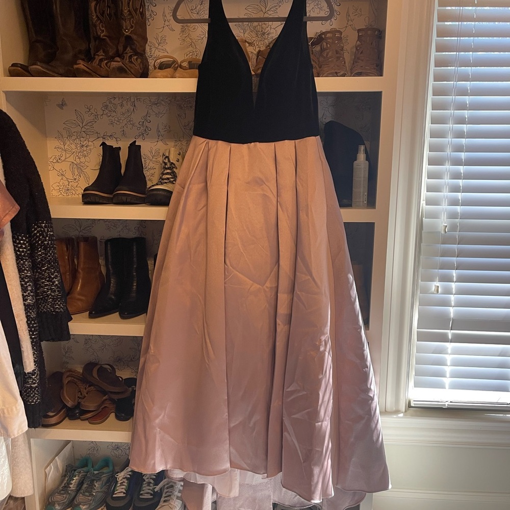 Elegant Black and Gold Evening Dress